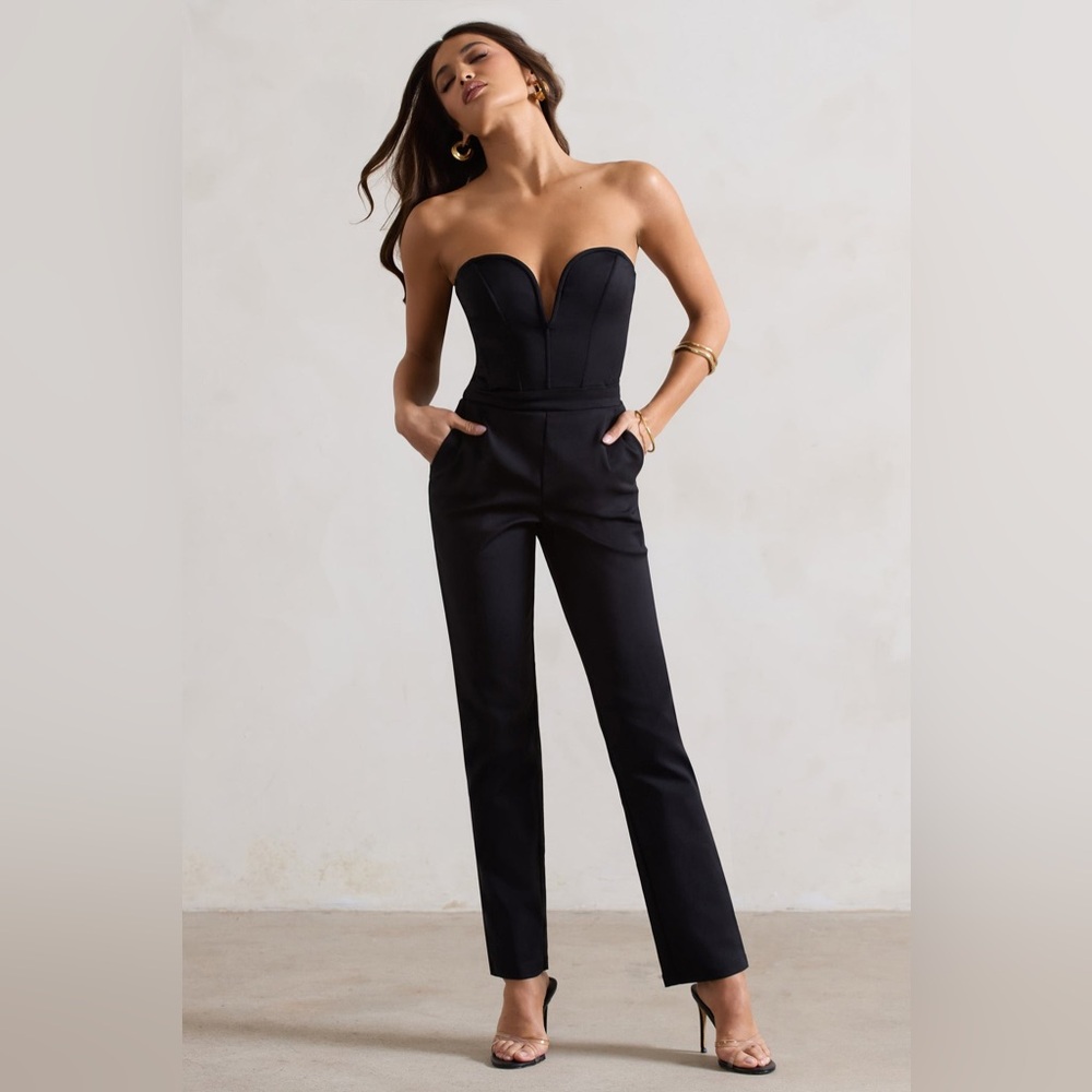 Club L London Black Strapless Jumpsuit - Picture 4 of 15